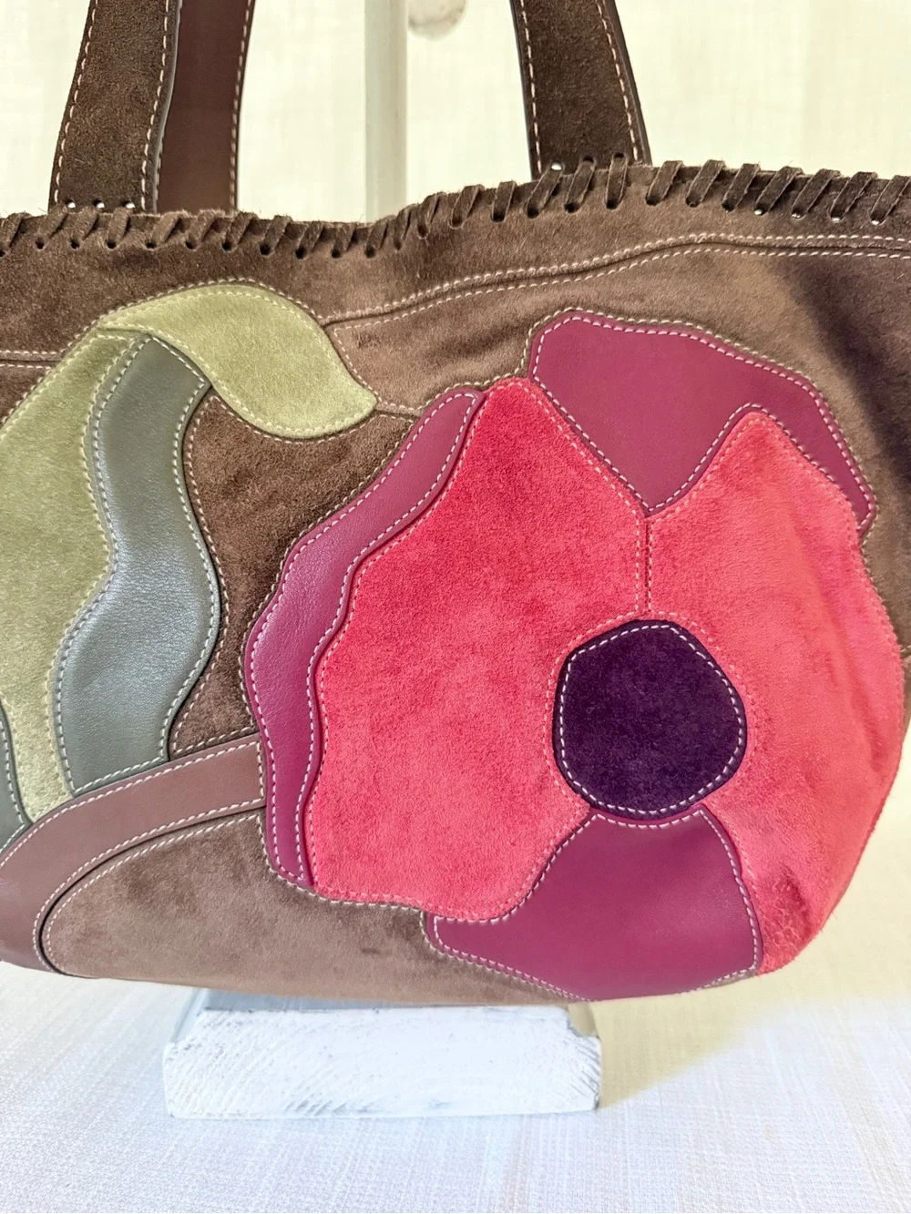 RARE 2006 Vintage Coach 'Poppies for Peace' Suede Shoulder Bag • Poppy Purse